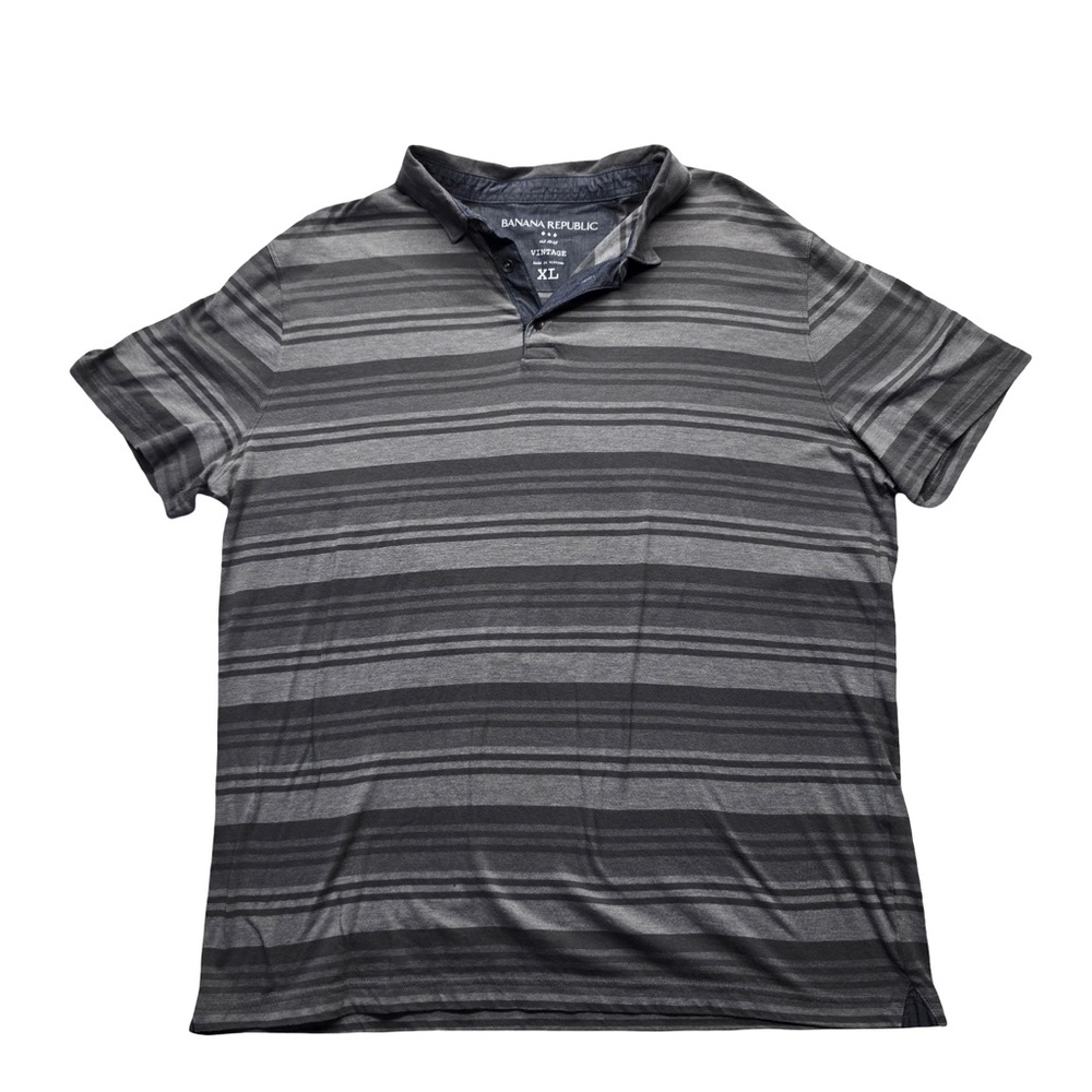 Banana Republic Vintageβ Stripe Polo Shirt Gray Menβs XL
